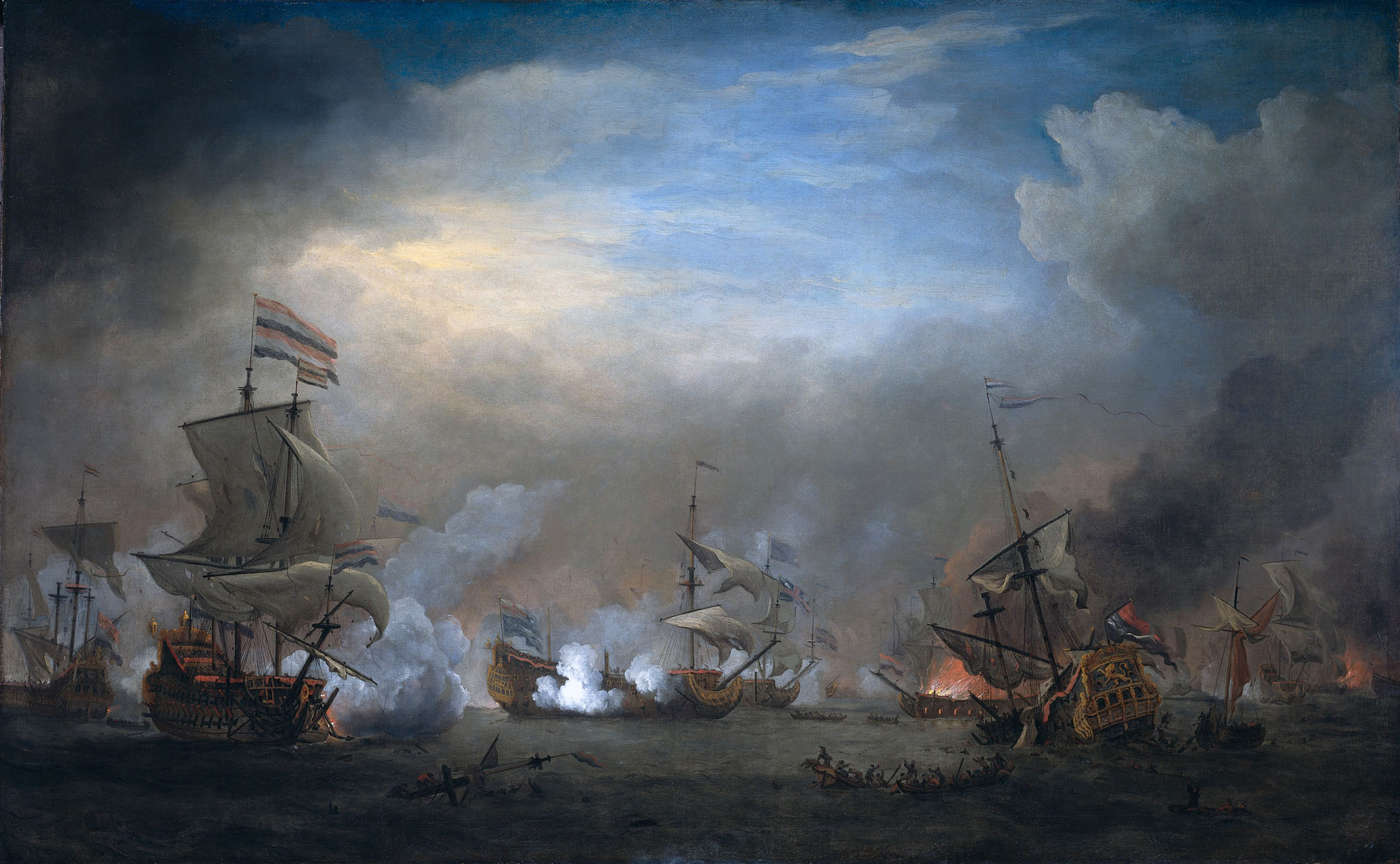 Anglo Dutch War 6
Nightly Fighting Between Cornelis Tromp on the Gouden Leeuw and Sir Edward Spragg on the Royal Prince during the Battle of Texel by Willem van de Velde the Younger