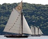 Sloop Clearwater  sailing with schooner Mystic Whaler on Hudson River